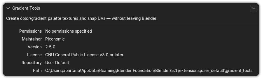 Gradient Tools enabled in the Add-ons list