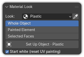 The apply-scope selector — Whole Object, Painted Element or Selected Faces
