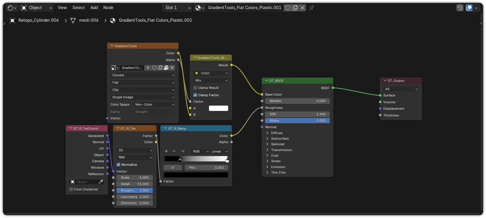 The generated material — palette texture wired into Base Color