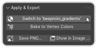 The adaptive Apply & Export button reading "Switch to '{palette}'"